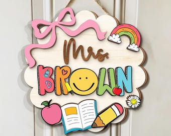Personalized Teacher Door Sign: Back To School Teacher Gifts, Custom Teacher Door Hanger