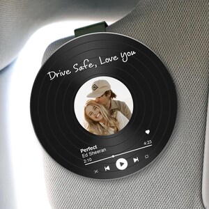 Personalized Valentine's Day Gift For Him, Custom Song & Photo Car Visor Clip, Boyfriend Husband Gifts, Drive Safe Photo Couples Visor Clip
