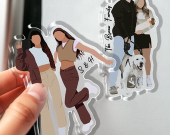 Personalized Best Friend Magnets, Custom Photo Portrait Fridge Magnet, Photo Besties Faceless Gift, Besties Gift, Gift Ideas For Best Friend
