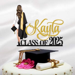 Personalized Graduation Gifts, Custom Graduation Cake Topper, Girls Class Of 2025 Cake Topper, Congrats Grad Party Favors, Senior Cake Decor