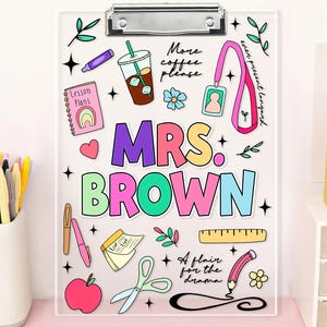 Personalized Back To School Teacher Gift, Custom School Teacher Clipboard, Custom Acrylic Clipboard With Name, Teacher School Supplies Gift