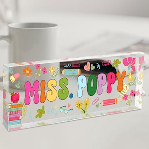 Personalized Back To School Teacher Gift, Custom Name Teacher Block, Teacher Desk Sign, Teacher Desk Name Plate, Teacher Appreciation Gifts