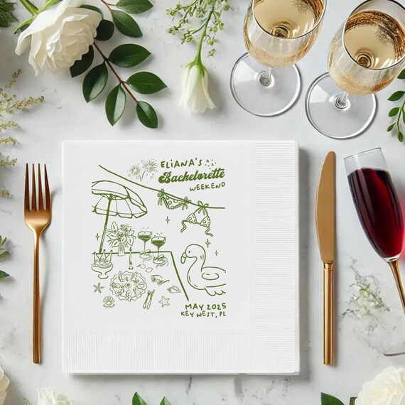 Personalized Bachelorette Party Decor, Custom Bachelorette Cocktail Party Napkins, Bachelorette Pool Party Napkins Weekend Bach Party Favors