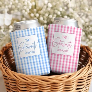 Personalized Wedding Can Coolers, Custom Last Name Wedding Can Cooler, Wedding Reception Favor, Wedding Drink Holder, Wedding Party Gift