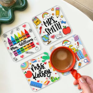 Personalized Teacher Back To School Gift, Custom School Teacher Coaster With Name, Teacher Appreciation Gift, New Teacher Gift From Student