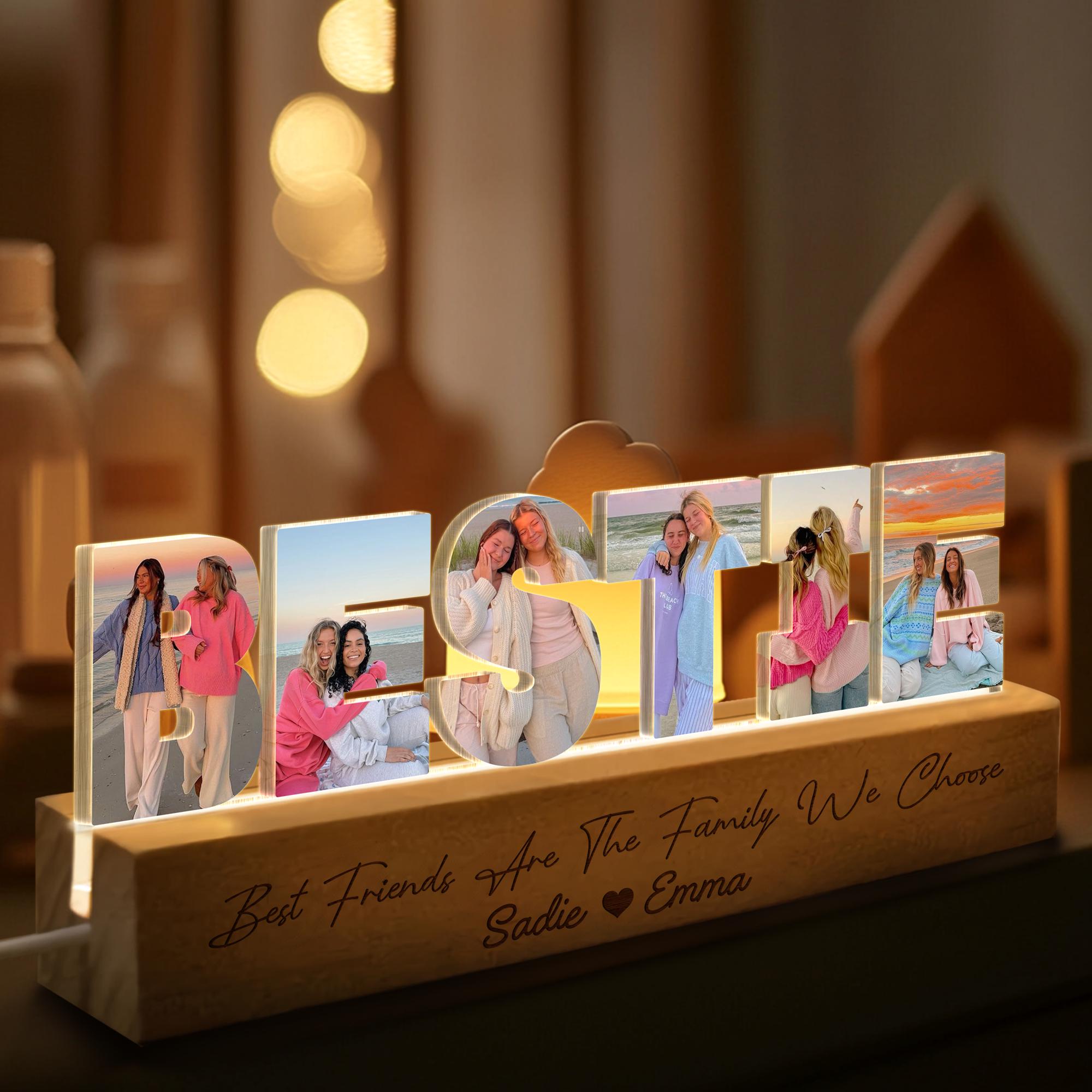 Personalized Besties Gift, Besties Photo Night Light, Galentine Gifts, Best Friend Plaque Light, Birthday Gift For Best Friend, Sister Gifts