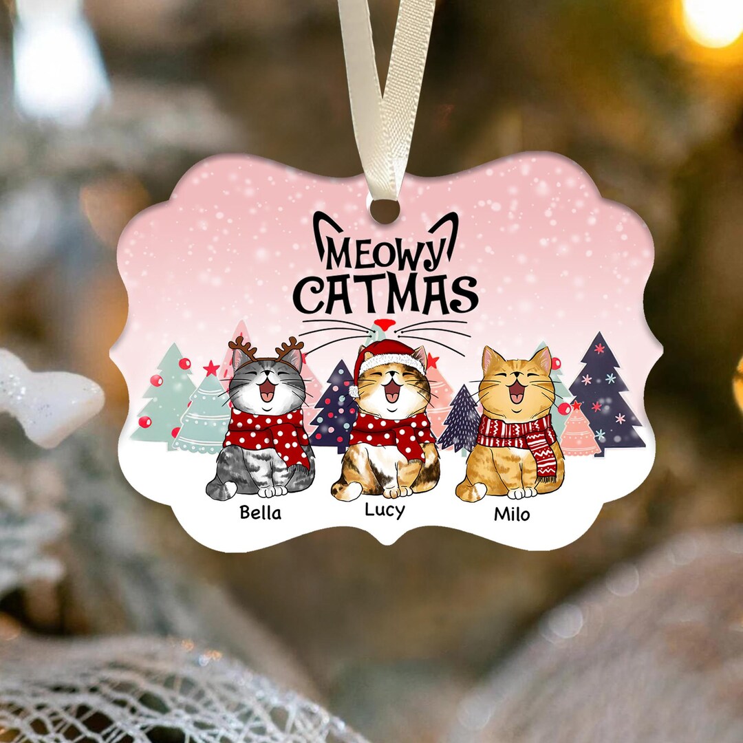 Personalized Cat Christmas Ornament, Custom Meowy Christmas Ornament ...