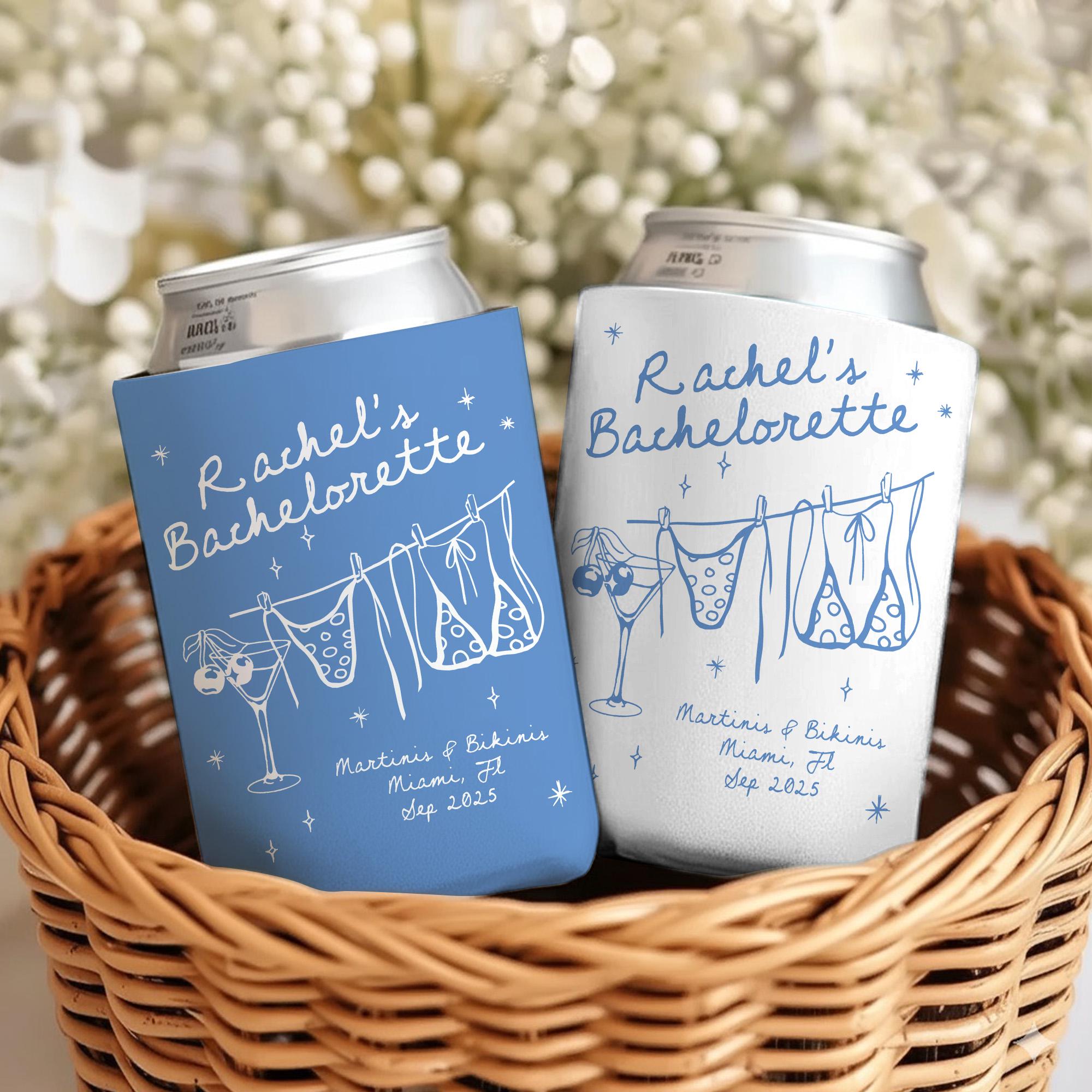 Personalized Beach Bachelorette Party Decor, Bachelorette Party Can Cooler, Custom Bach Party Can Cooler, Bridal Shower Favors