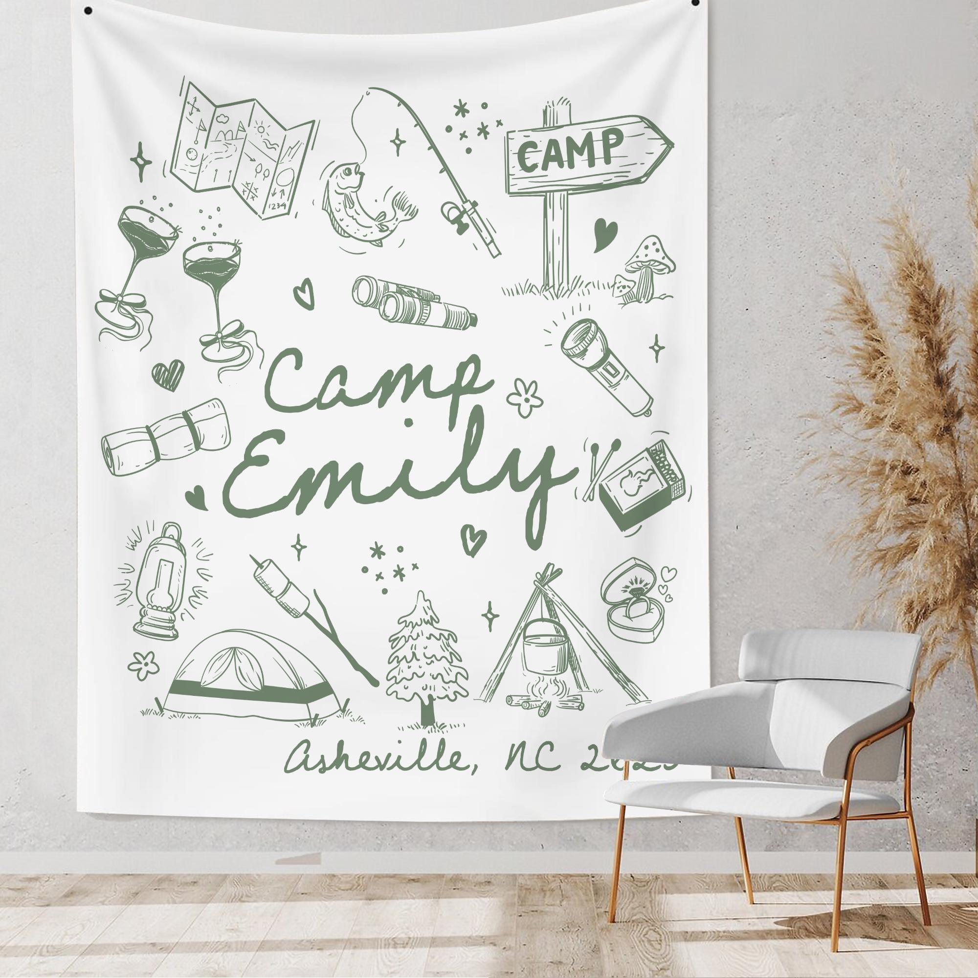 Personalized Bachelorette Party Decor, Custom Bachelorette Camping Party Banner, Camp Bachelorette Party Backdrop, Glamping Bach Party Decor