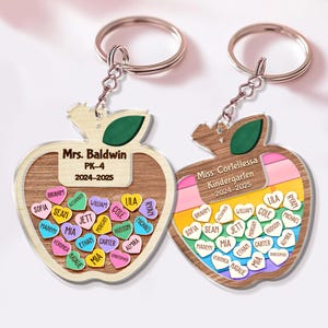 Personalized Teacher Appreciation Gift, Custom Apple Teacher Keychain With Student Name, Backpack Teacher Name Tag, End Of Year School Gift