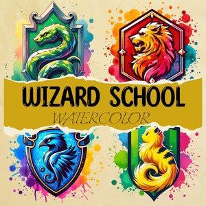 Wizard house clipart watercolor png , Witchcraft PNG Sublimation , Magical World , wizard Digital Download , wizard school svg ,