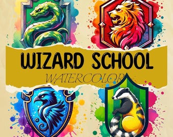 Wizard School Watercolor Clipart: Magic Houses PNG (Digital Download)
