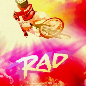 Póster de película radical, BMX de la vieja escuela, 61 x 91 cm, póster artístico original, regalo para el Día del Padre, regalo para papá, papá radical, papá de los 80, retro, película radical, Helltrack