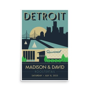 Customizable Wedding Poster, Detroit Roostertail, Wedding Gift, Anniversary Gift, Roostertail Wedding, Detroit Wedding, Vintage Detroit