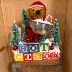 Have A Cup of Cheer Hot Cocoa Vintage ABC Block Assemblage