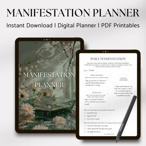 Manifestation Planner, Affirmations, Gratitude, Visualization, Law of Attraction, Mindfulness,  Journaling, Digital Planner, Manifesting