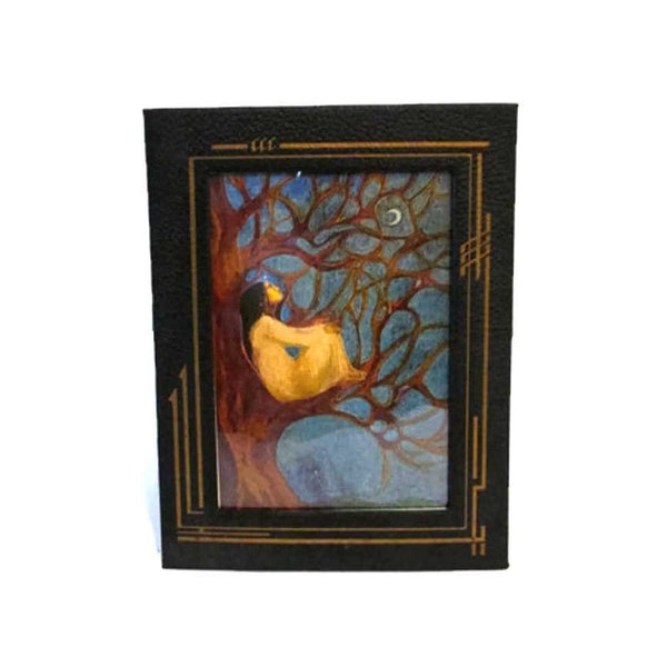 Vintage art deco pressed cardboard frame - Easel attached - Sky Watcher greeting card - Susan Seddon Boulet