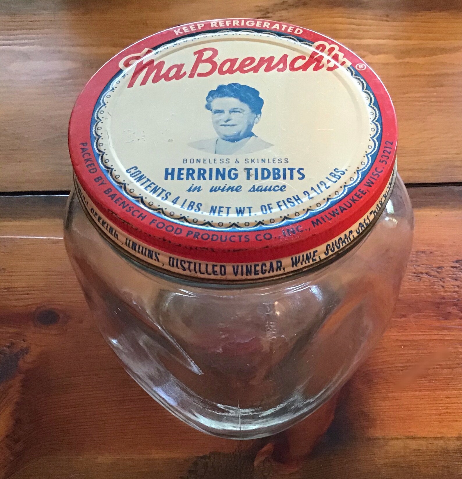 Vintage Ma Baenschs Herring Tidbits Jar Jumbo size Etsy