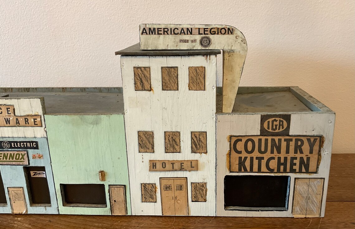 Folk Art 1960s Storefront Display Model Railroad Set Decor Primitive Vintage Advertising Home ...