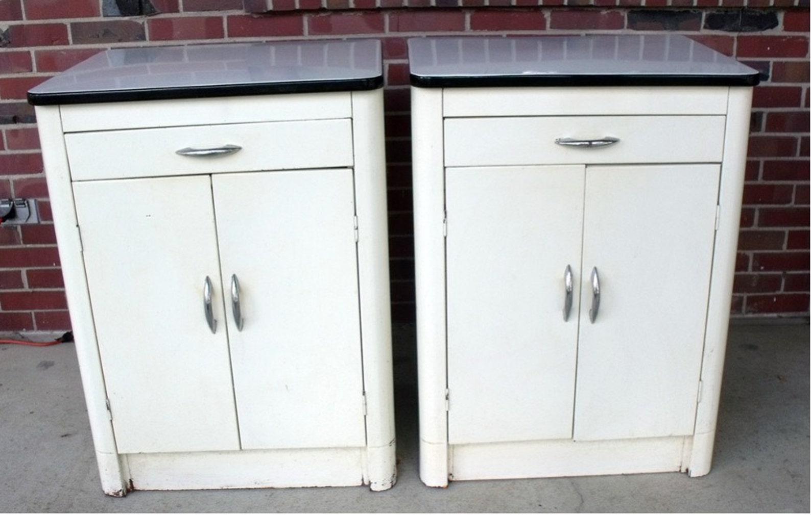 Metal midcentury enamel top kitchen Art deco Etsy