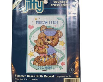 Dimensions Jiffy Summer Bears Baby Gift Counted Cross Stitch Kit 16674 5x7 New