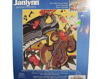 Zestaw do haftu krzyżykowego Janlynn Musical Roses 7,5x8,69 Floral Music New
