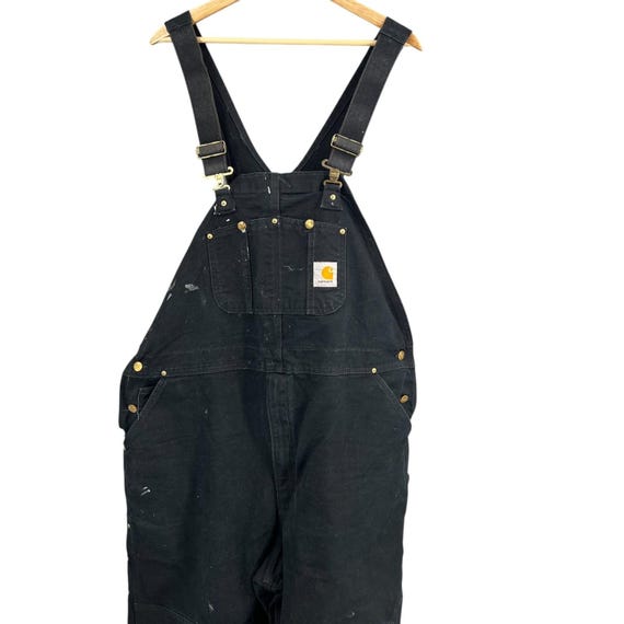 Carhartt R01 BLK オーバーオール 38×32 Carhartt R01 BLK Black Denim Bib Overalls Workwear Carpenter Pants
