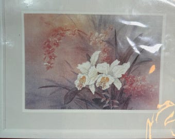 Needle Treasures Weiße Orchideen Kreuzstichpackung 02551 Lena Liu Floral Neu VTG
