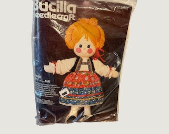 Zestaw do szycia lalki Heidi Vintage Bucilla 3628 DIY, tkanina z nadrukiem, 18,5 cala, nowy