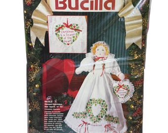 Bucilla Stamped Embroidery Doll Kit 83105 Nicole Christmas Holiday Vintage 1993