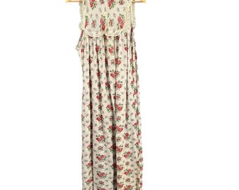 Vintage Lanz of Salzburg Floral Nachthemd Öse Spitze Maxi 132 cm No Size (Damage)