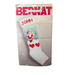 Bernat Knitted Stocking Kit 19" Snowfall Santa Vintage 1986 W00621 Vintage New