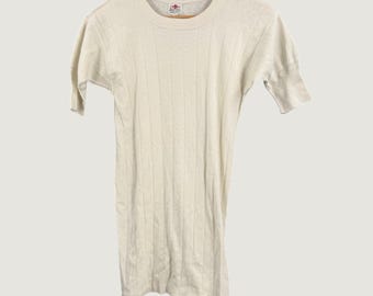 Camiseta térmica vintage REIS Scandals masculina tamanho G marfim (equivalente a 44-46 nos EUA)