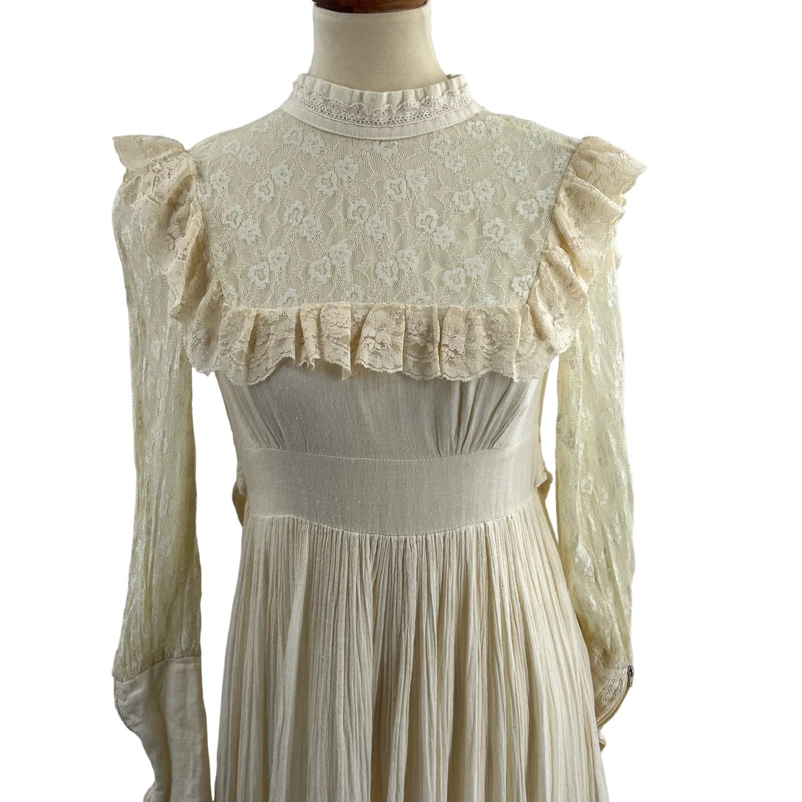 Gunne Sax Vintage 70s Prairie Wedding Cream Lace Gauze Long Dress - Etsy