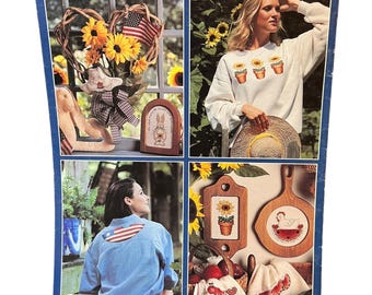 Leisure Arts Sunflowers and Snickerdoodles Cross Stitch Pattern Booklet 1990s