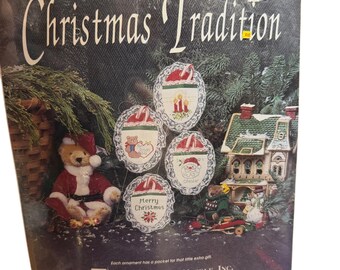 Designs For The Needle Cross Stitch Kit OS White Vintage 1991 Ornaments New