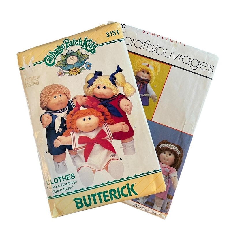 Wzory na ubranka dla lalek VTG Cabbage Patch – Butterick 3151 i Simplicity 7580 zdjęcie 1
