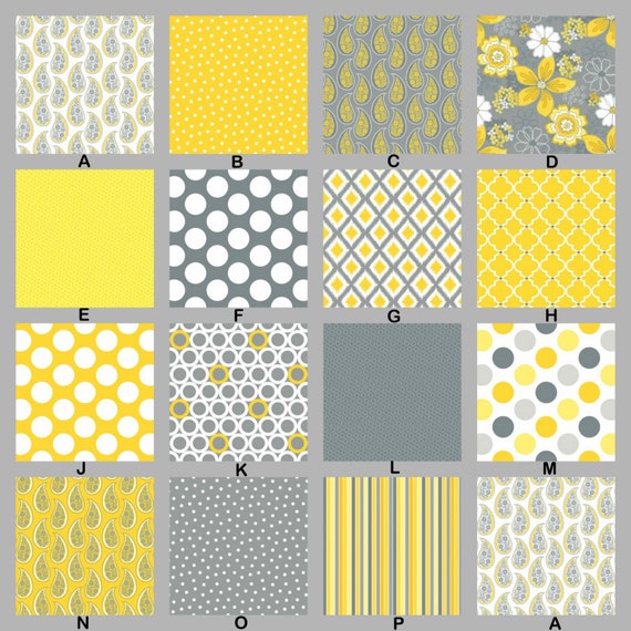 Items similar to Yellow and Gray Custom Baby Bedding Set YOU DESIGN