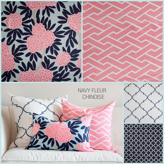 Items similar to Navy and Pink Custom Baby Bedding and Home Decor Items