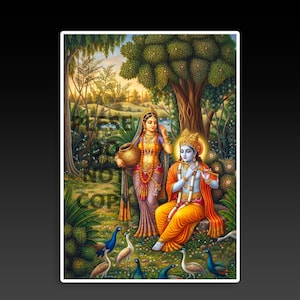 Radha Krishna Divine Love Painting • Hindu Spiritual Wall Art • A1 Digital Download • Printable Artwork for A1–A4 Frames • Instant Download