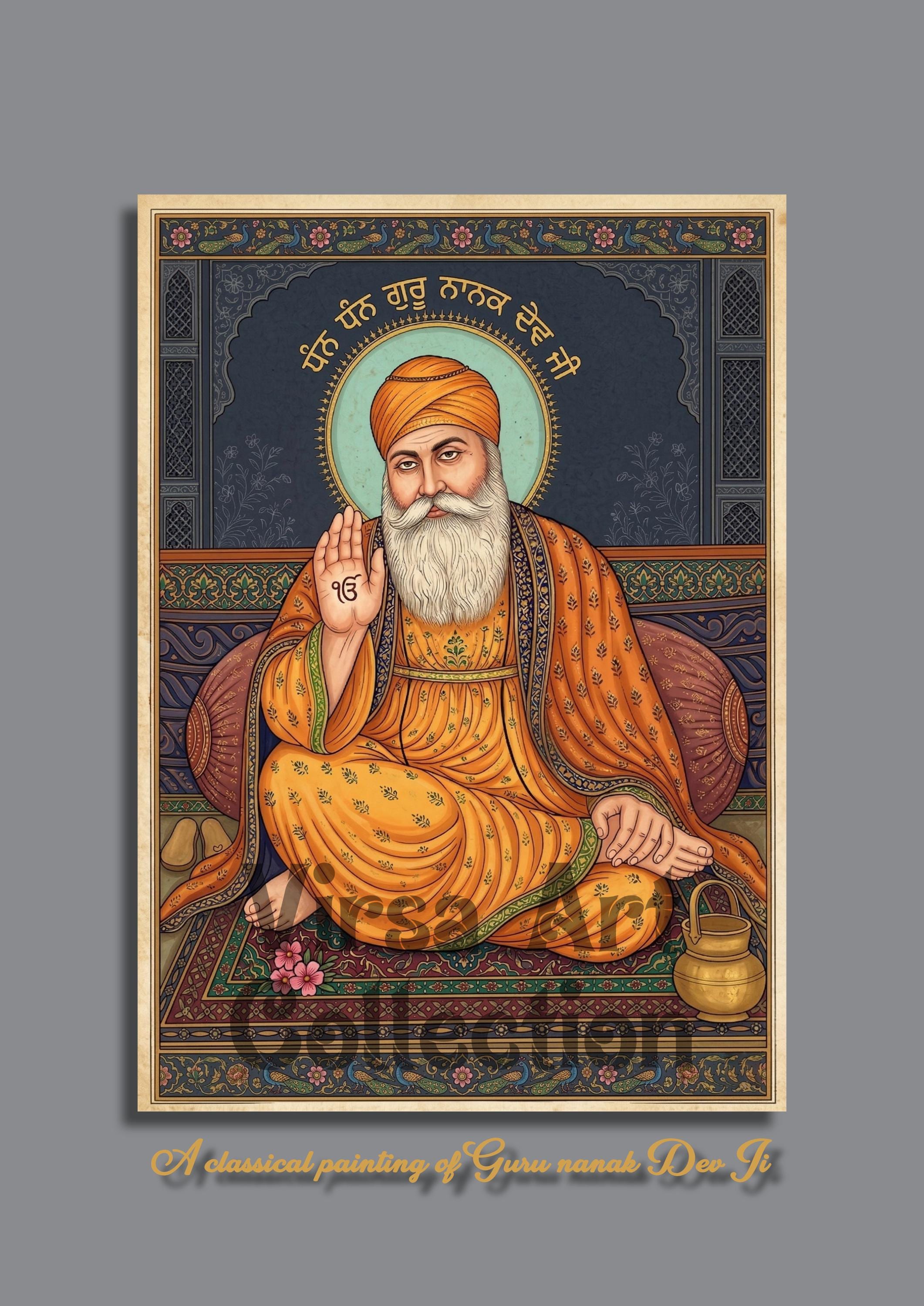 Guru Nanak Dev Ji Classical Painting Rare Sikh Art Vintage Sikhism guru-nanak-dev-ji-classical-painting-rare-sikh-art-vintage-sikhism