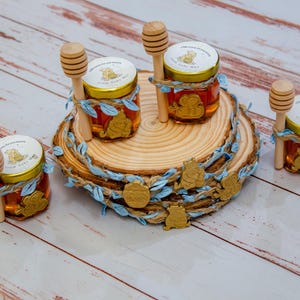 Woodland Baby Shower. Party Favors. Mini Honey Jars. Bear.
