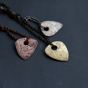 Guitar Picks in Silver Copper and Brass Necklaces