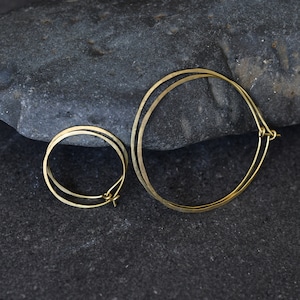 Brass Beaten Hoop Earrings
