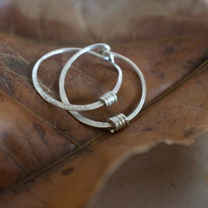 silver hoop earrings rustic recycled silver