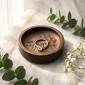 Personalized Wood Ring Dish, Custom Engagement Gift for Bride, 5th Anniversary Gift for Him, Wedding Ring Holder, Walnut Jewelry Tray