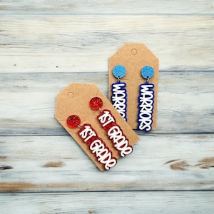 Grade Level Earrings | Mascot Name Earrings | School Spirit Earrings | Personalized Acrylic Earrings