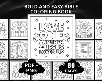 Bold and Easy Bible Coloring Book Coco Wyo Style | Christian Coloring Pages for Kids & Adults | 80 Bible Scenes PDF and PNG