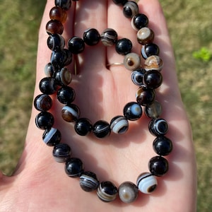 Sardonyx Handmade Bracelet - 8 mm, 7-1/2” long | Natural Crystal Bracelet for Healing | Custom Sizes Available