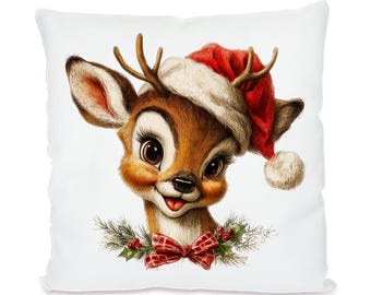 Christmas cushion 40x40 cm – reindeer motif – cover or with filling – decorative Christmas cushion – high-quality color print – gift for children